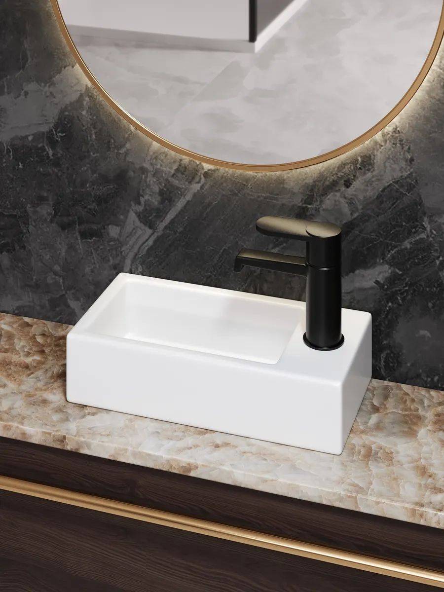 Раковина Watersense Mia 37 W00027 правая, белая фото 8