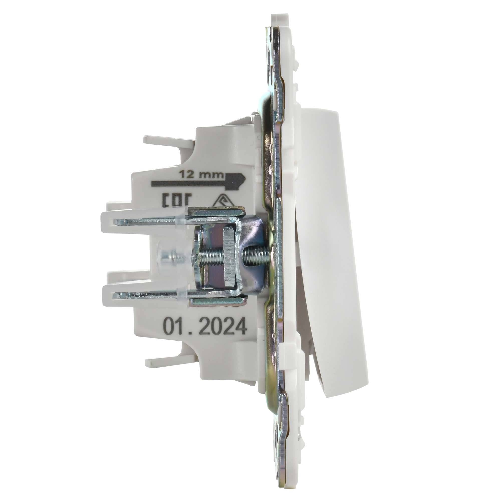 Выключатель 1-клавишный проходной IEK Skandy SK-V12-1-10-K01 арктический белый фото 5