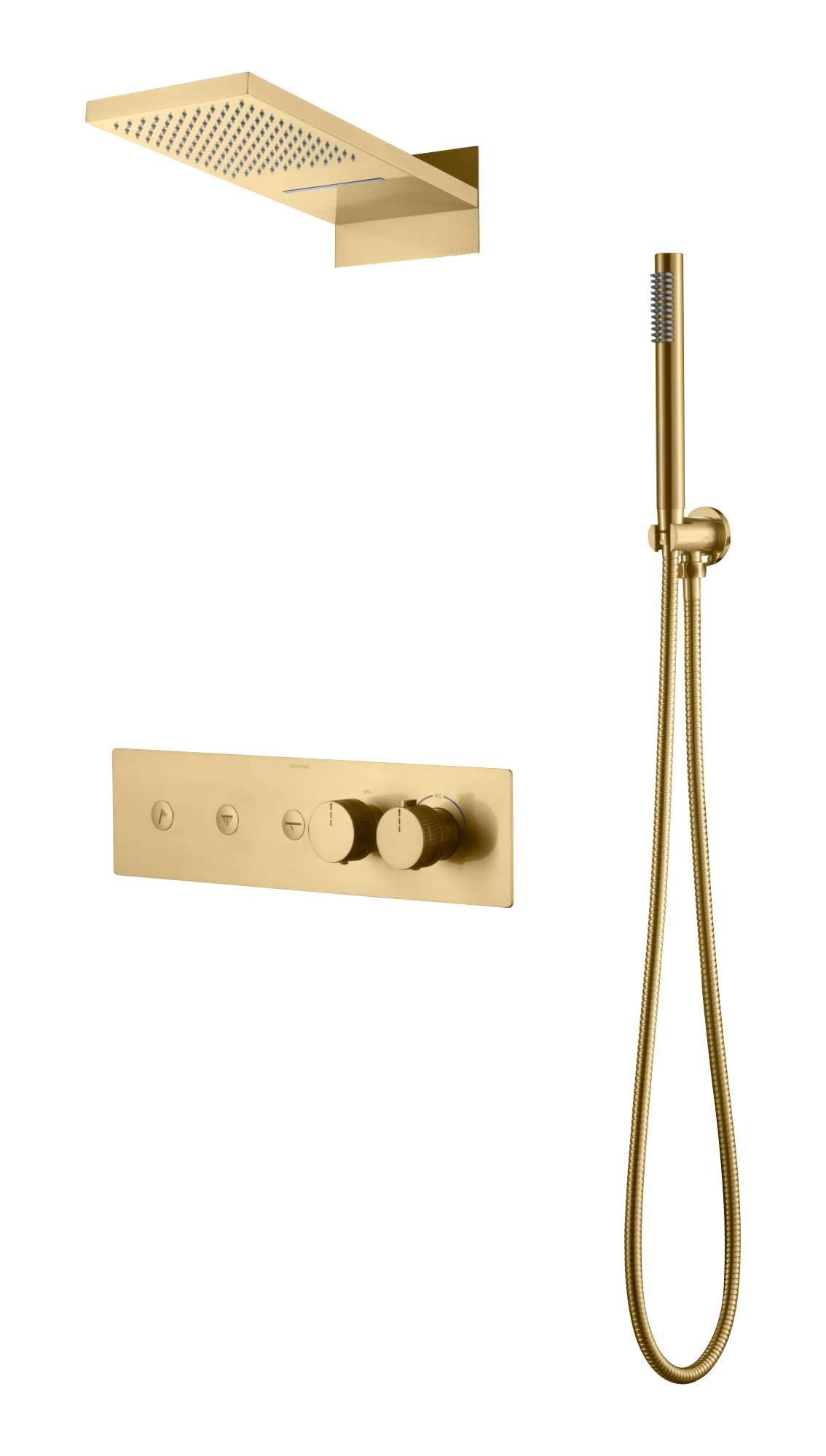 Душевой комплект Boheme Fusion 131-MG с термостатом, трехпозиционная, Matt Gold