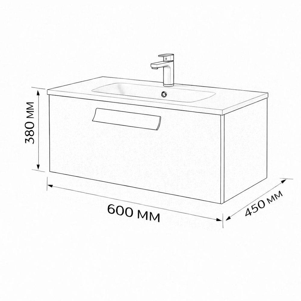 Тумба с раковиной Terminus Noto NOT10601099901O черный soft touch, 60x38 фото 3