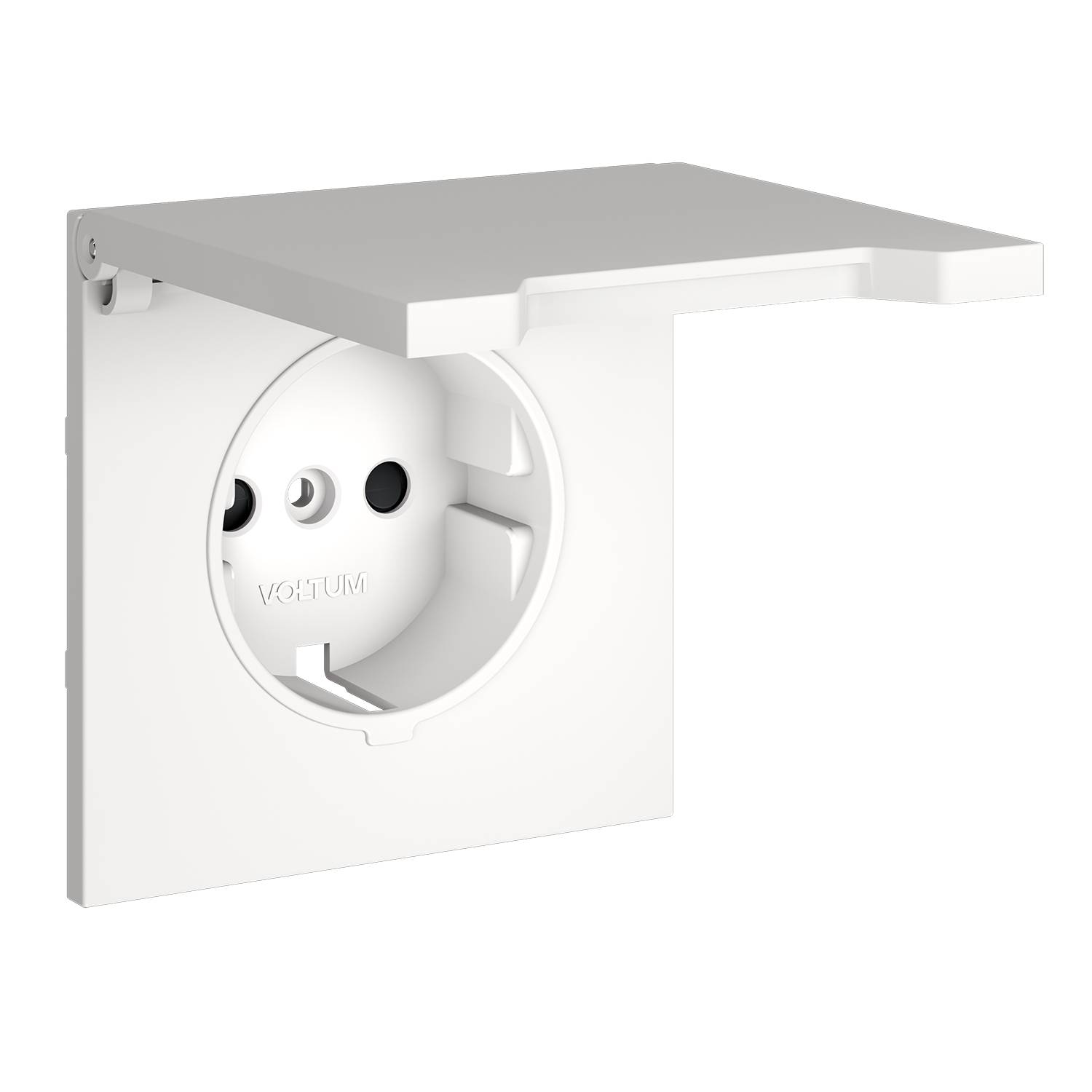 Лицевая панель для розетки с заземлением, шторками и крышкой Voltum S70 VLS000802 белый