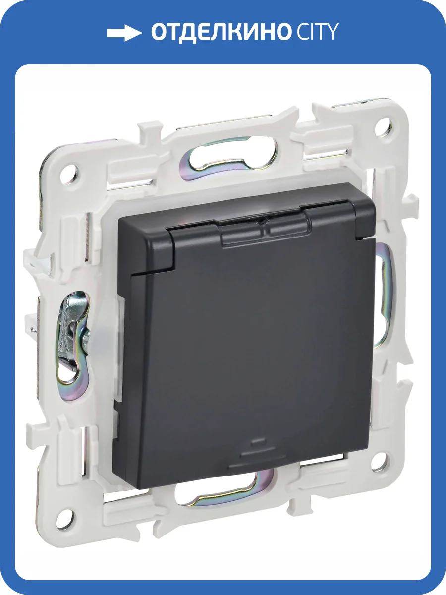 Розетка 1-местная с заземлением, шторками и крышкой IEK Skandy SK-R16-16-44-K48 титан фото 6