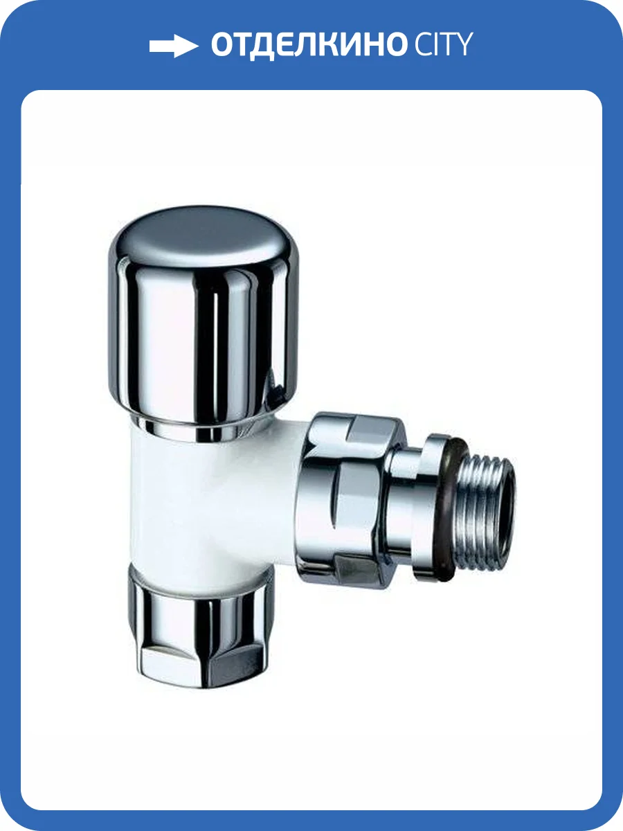 Вентиль FAR термостатный угловой, TOP LINE, серебрянное покрытие /белая эмаль, М24х19, 1/2 EPDM фото 2