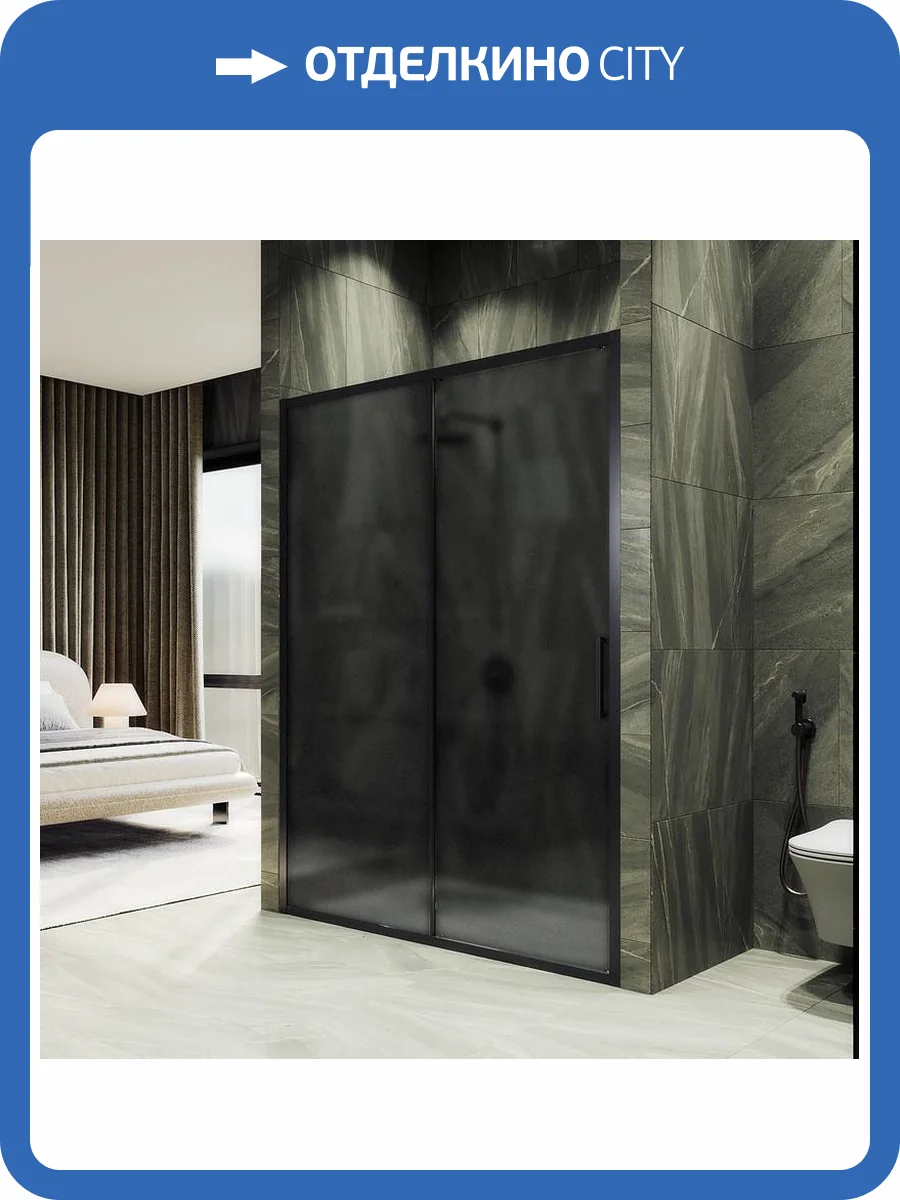 Душевая дверь в нишу MaybahGlass MGD-1290-6 профиль черный, стекло графит матовый, 180x195 фото 8