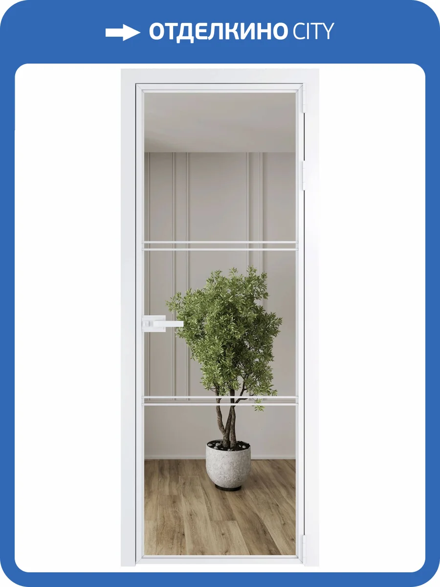 Межкомнатная дверь Profil Doors 3 AX цвет профиля Вайт, стекло безопасное 6 мм зеркало 700x2000 фото 2