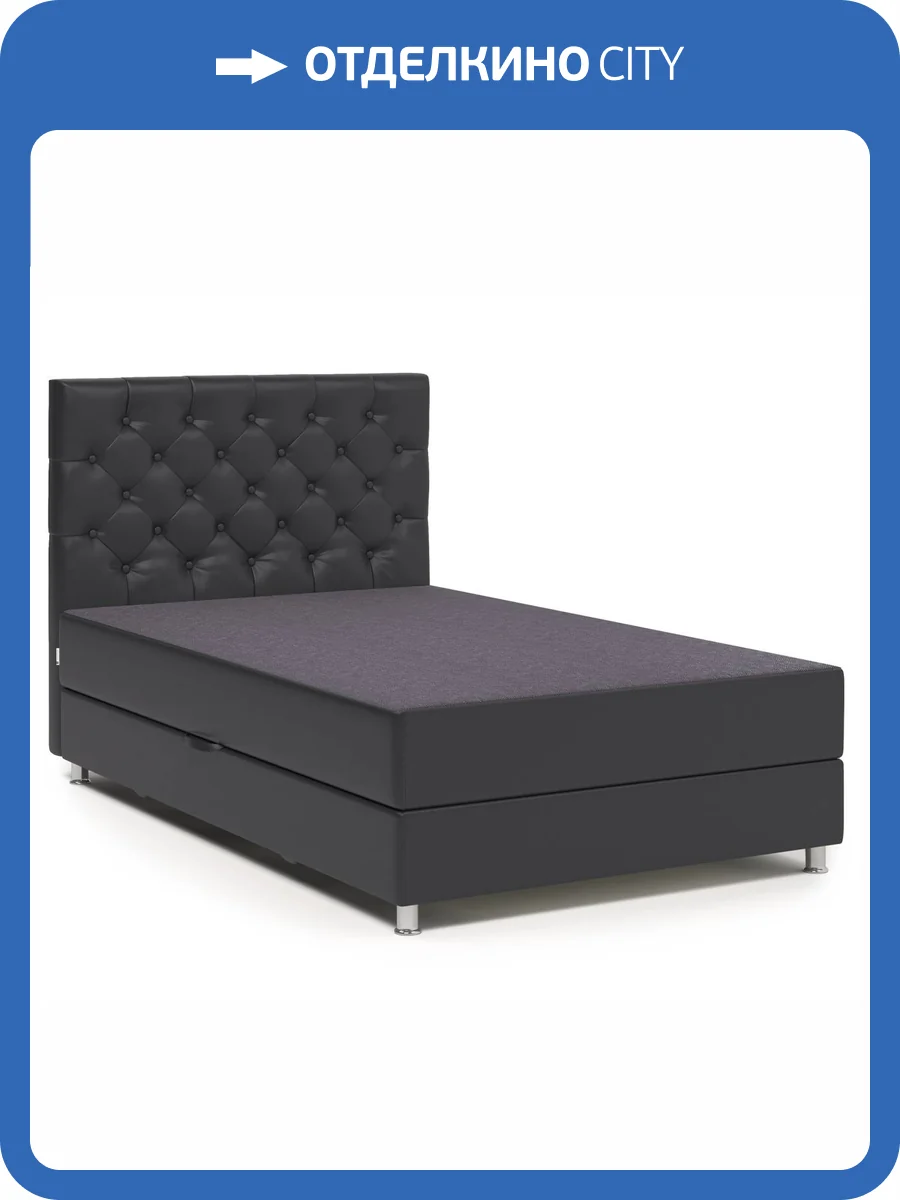 Кровать-тахта Шарм-Дизайн Шармэль 104210636 90x198 серая рогожка и черная экокожа фото 5
