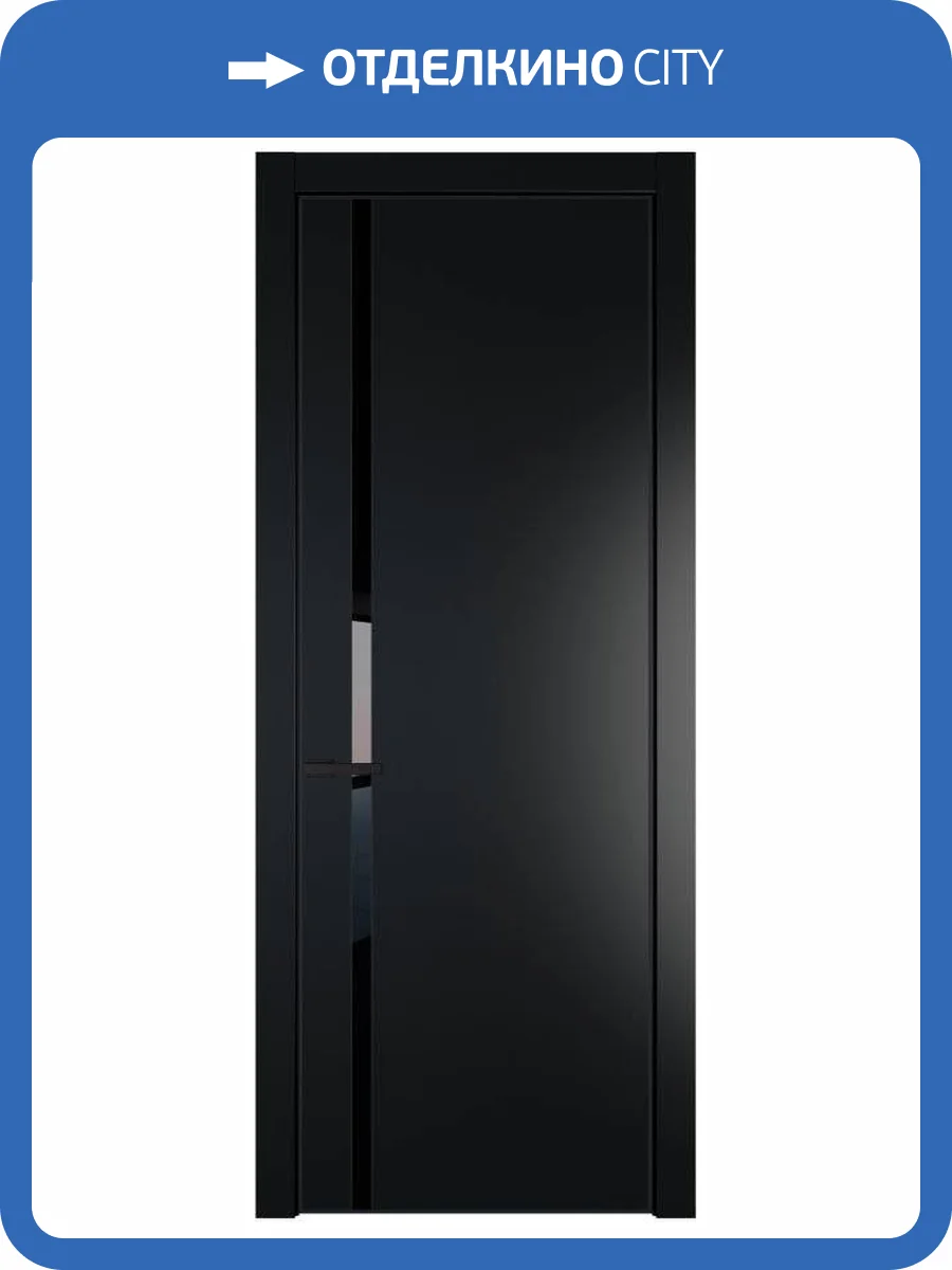 Межкомнатная дверь Profil Doors 21 PE полотно Блэк, кромка алюминиевая с четырех сторон черная, стеклянная вставка черный лак 800x2000 фото 2