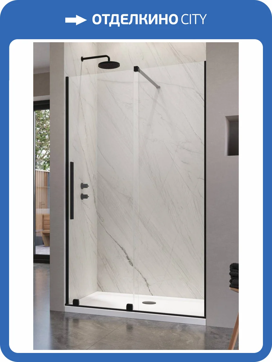 Душевая дверь Radaway Furo DWJ Black 10107472-54-01R Черный, Прозрачное 47.2x200 (1/2) фото 2