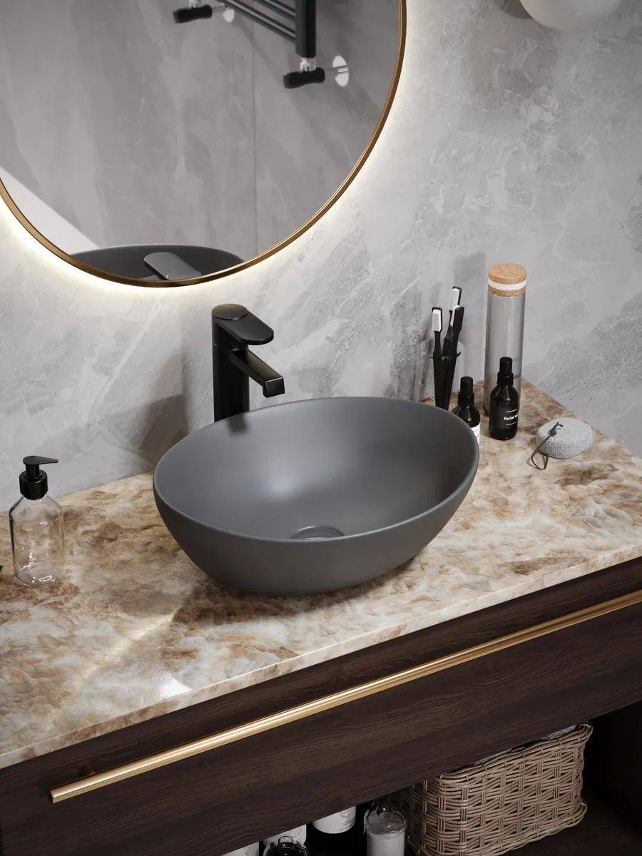 Раковина Watersense Amelia 40 W00065 графит матовый фото 6