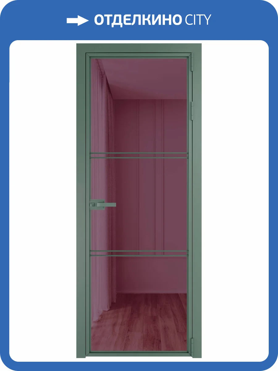 Межкомнатная дверь Profil Doors 3 AX цвет профиля Зеленый воск, стекло безопасное 6 мм фиолетовое шпион 600x2000 фото 2