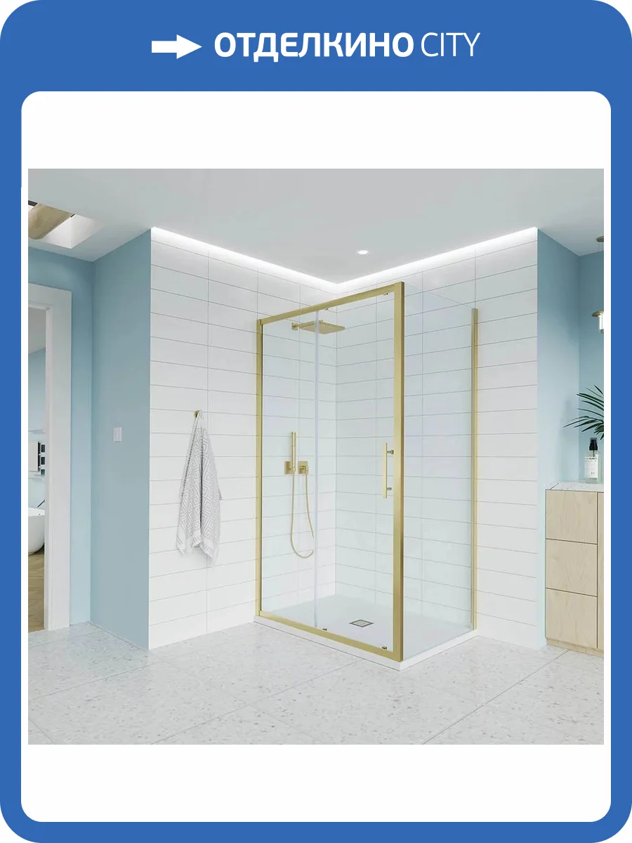 Боковая панель Veconi Evo SP G E-SP-G-80-01-C9 профиль золото брашинг, стекло прозрачное, 80x195.1 фото 2