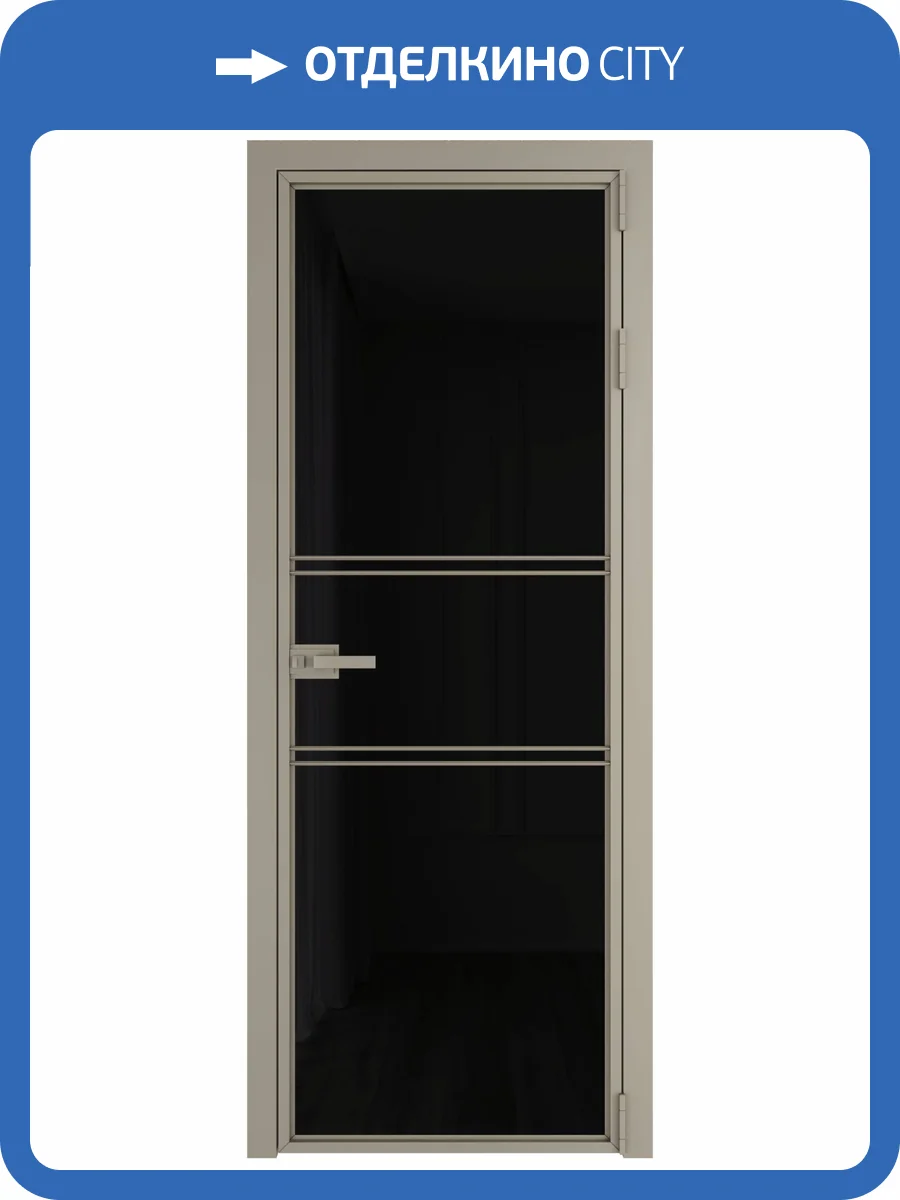 Межкомнатная дверь Profil Doors 2 AX цвет профиля Никель матовый, стекло безопасное 6 мм черный триплекс 800x2000 фото 2