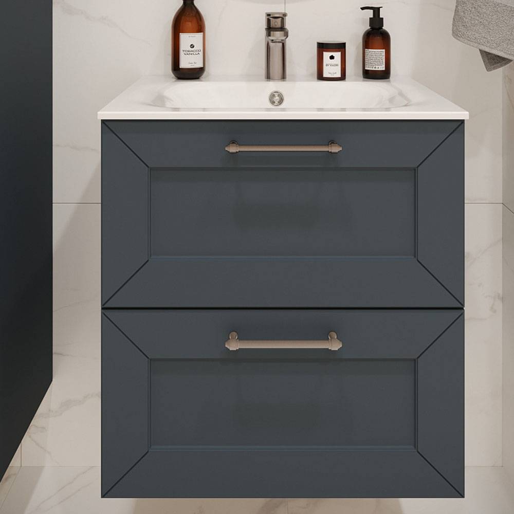 Тумба с раковиной Terminus Victoria VIC10602703101O серый шёлк, 60x62