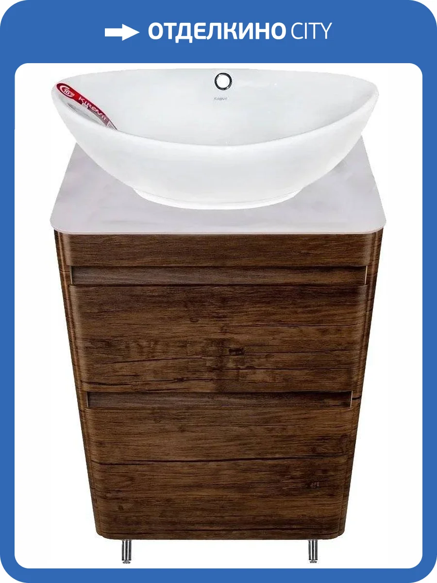 Тумба с раковиной Style Line Атлантика 60 Люкс Plus, напольная, старое дерево, белый глянцевый мрамор фото 11