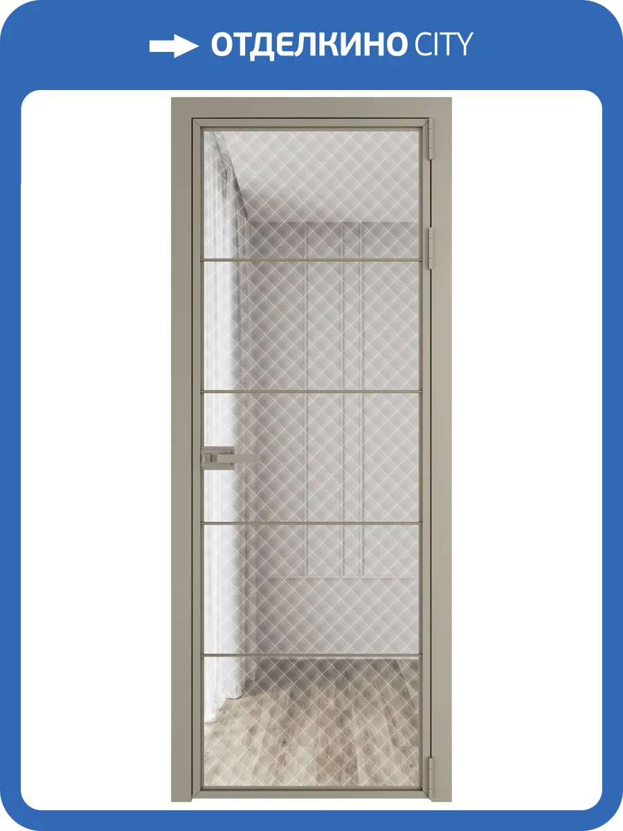 Межкомнатная дверь Profil Doors 5 AX цвет профиля Никель матовый, стекло безопасное 6 мм ромб белый 600x2000 фото 2