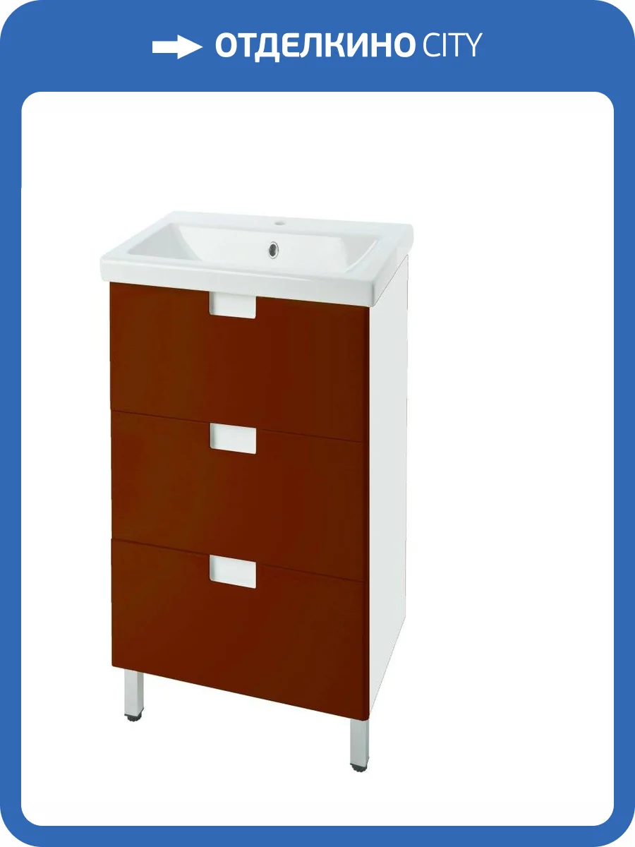 Тумба с раковиной Bellezza Пегас 50 3 ящ. Красный фото 3