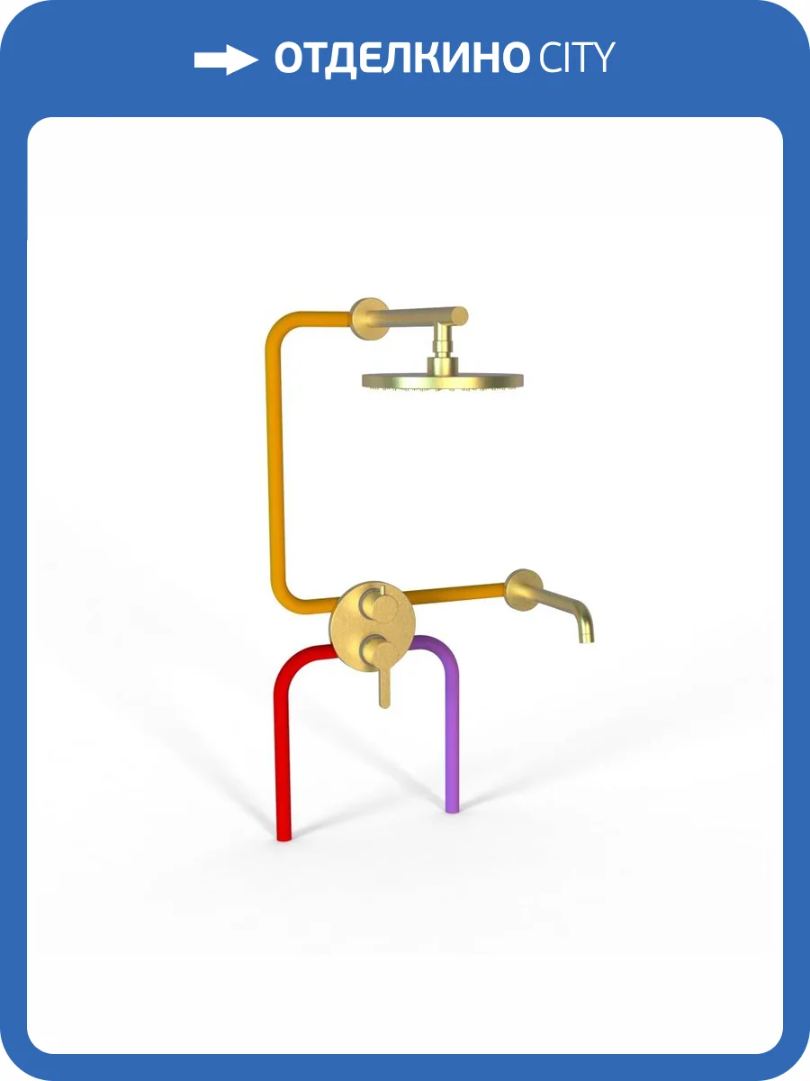 Душевой комплект Paini Cox 78PJSET26911BATHHEAD с верхним душем, золотой брашированный фото 2