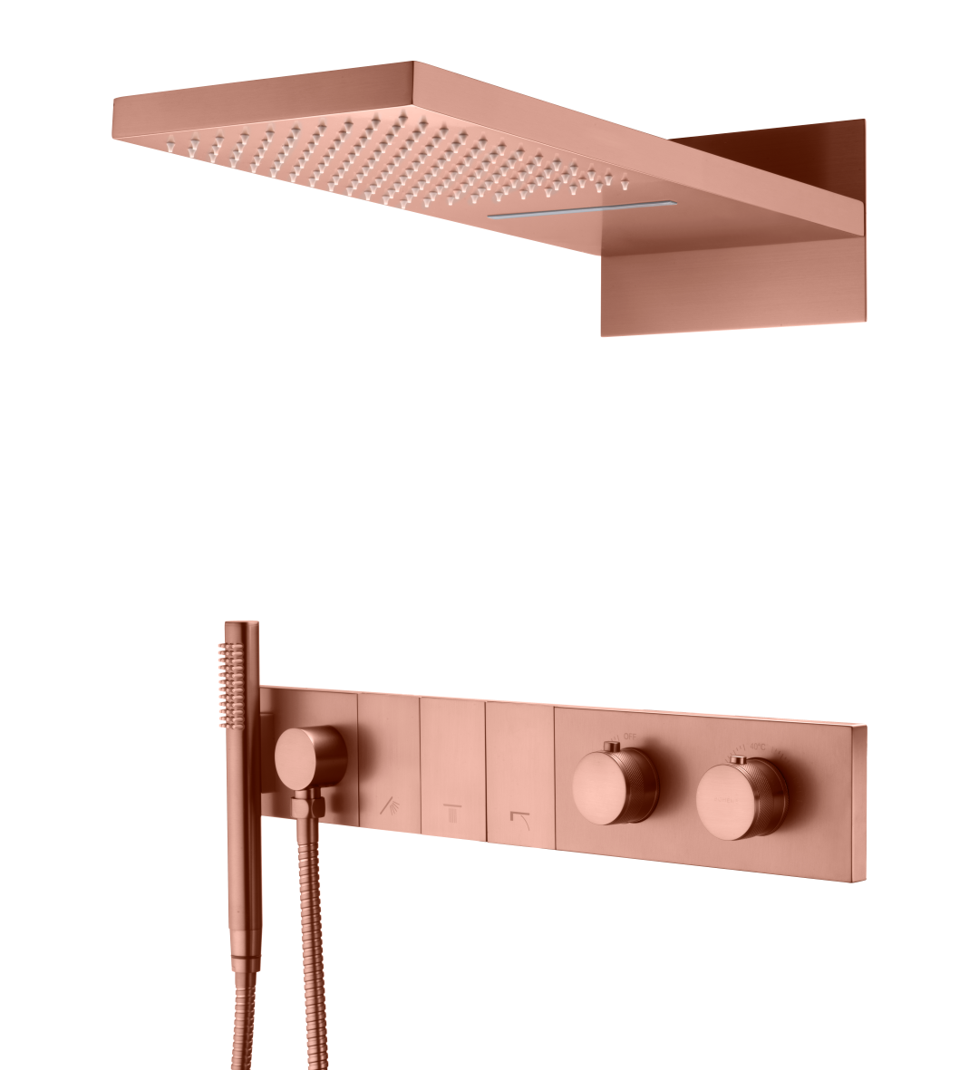 Душевой комплект Boheme Zodiac 133-CB с термостатом, трехпозиционная, Copper Brushed