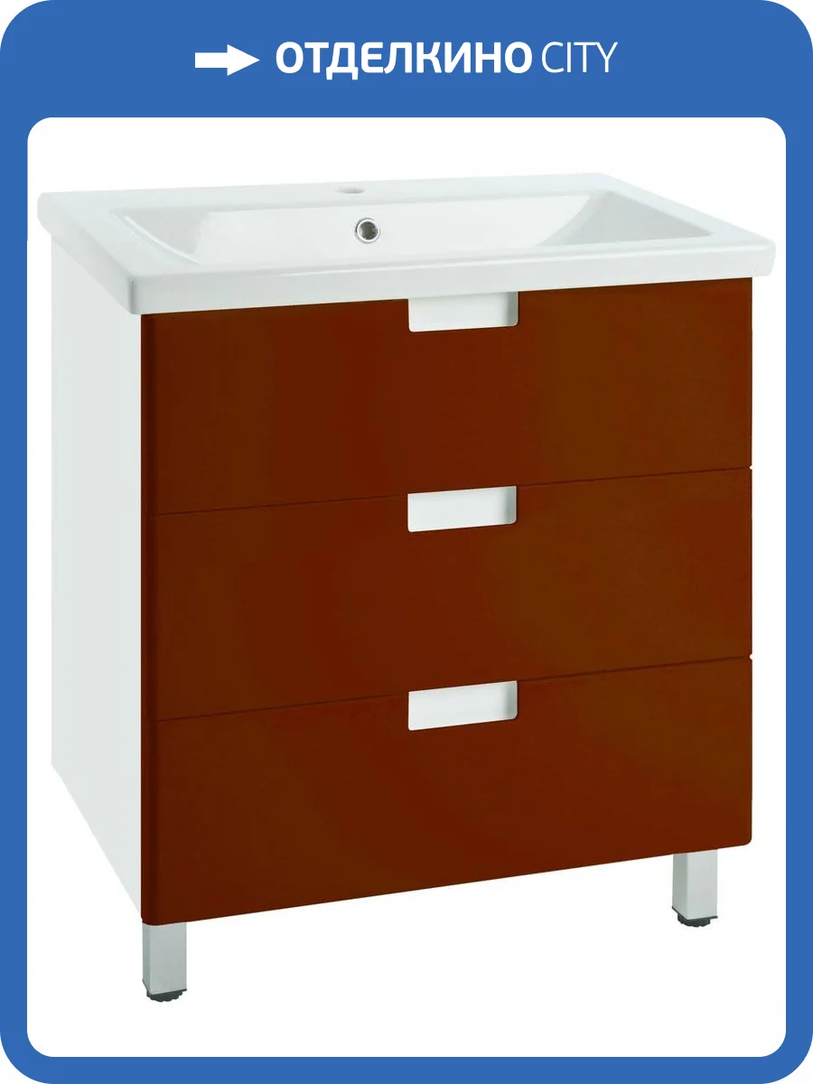 Тумба с раковиной Bellezza Пегас 80 напольная, красная фото 3