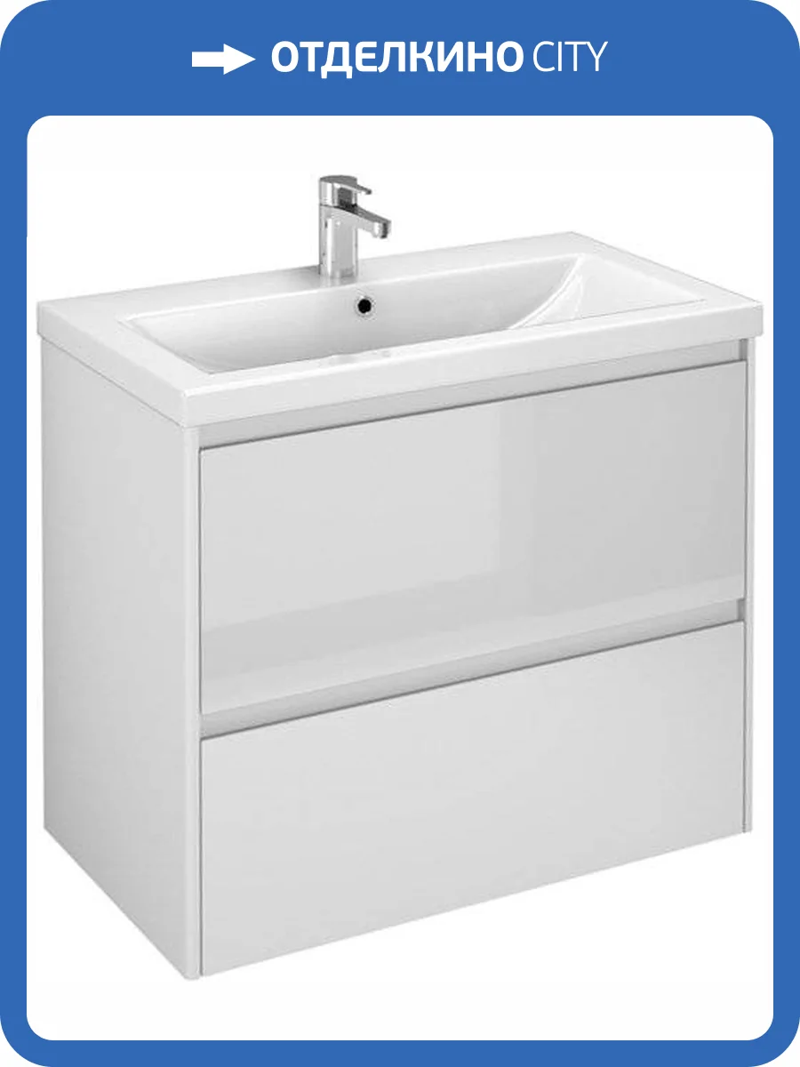 Тумба с раковиной Velvex Klaufs 80.2Y белая, подвесная фото 9