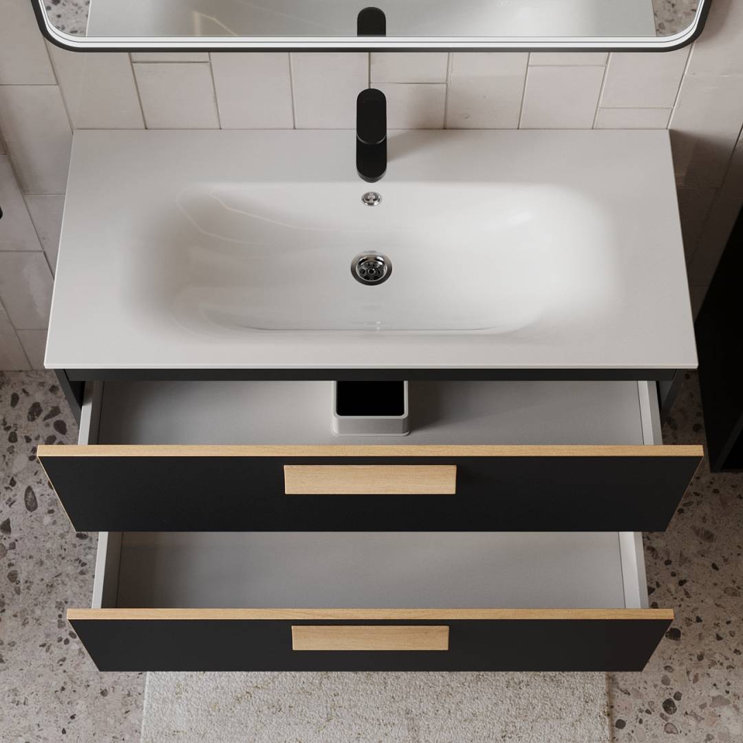 Тумба с раковиной Terminus Noto NOT101002099901O черный soft touch, 100x62 фото 2