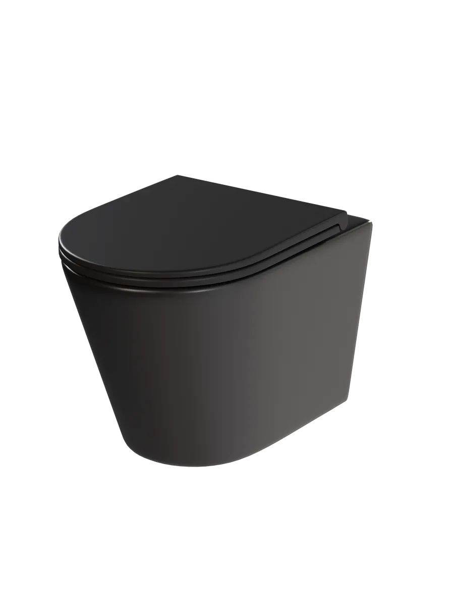 Унитаз подвесной Watersense Rita W00085 безободковый, сиденье микролифт, черный матовый фото 11