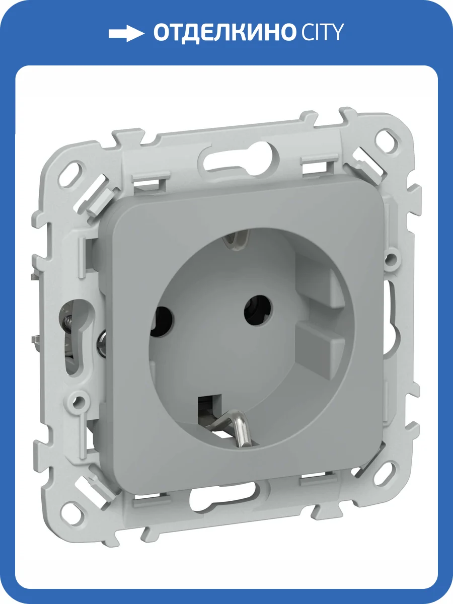 Розетка 1-местная с заземлением IEK Flite FI-R11-16-1-K03 серый фото 3