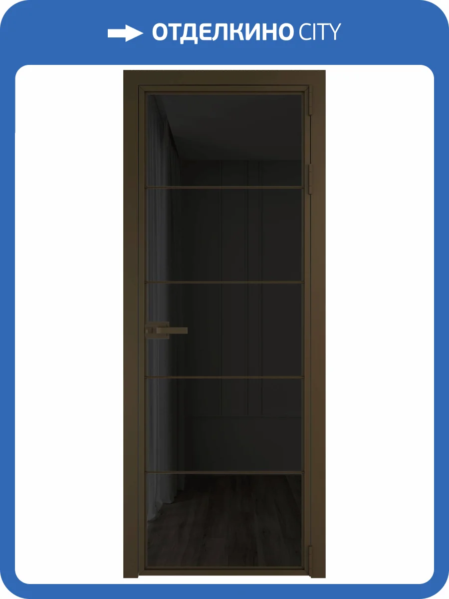 Межкомнатная дверь Profil Doors 5 AX цвет профиля Деорэ, стекло безопасное 6 мм черное тонированное 700x2000 фото 2