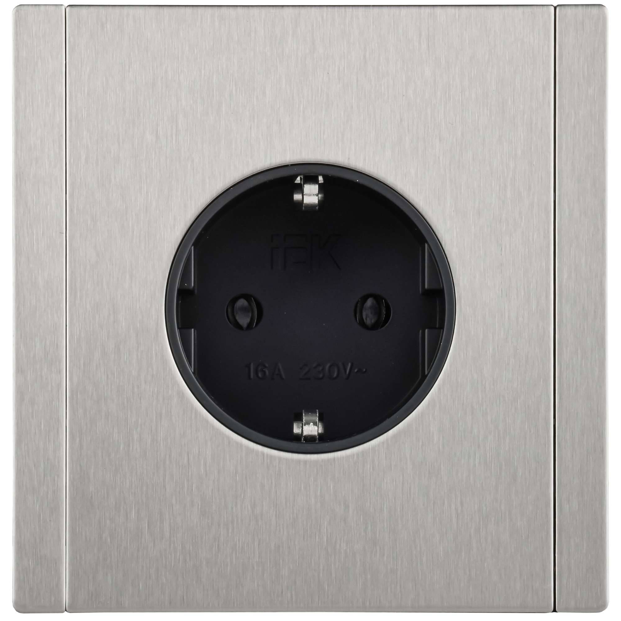 Розетка 1-местная с заземлением IEK Forte&Piano FP-R11-16-M-K50 никель фото 2