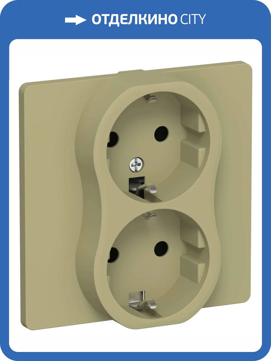 Розетка 2-местная с заземлением IEK Flite FI-R21C-16-K26 оливковый фото 2