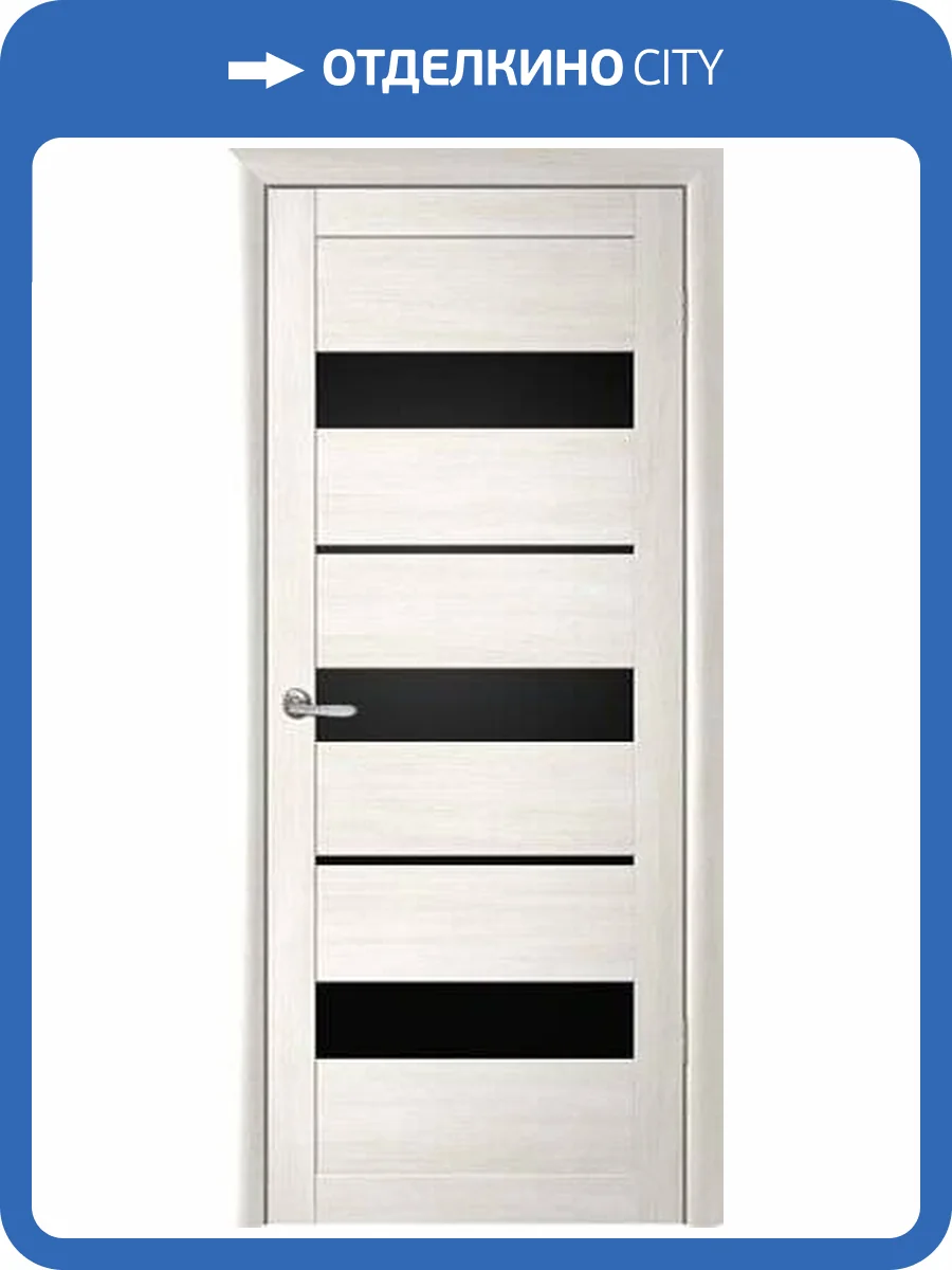 Межкомнатная дверь Albero Мегаполис Прага полотно Белый кипарис, стекло черное 600x2000 фото 2