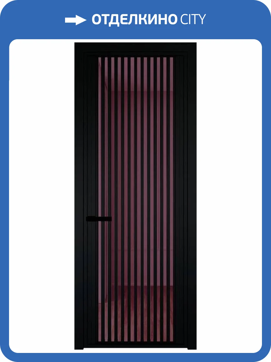 Межкомнатная дверь Profil Doors 3 AGP цвет профиля Черный, стекло безопасное 6 мм фиолетовое шпион 600x2000 фото 2