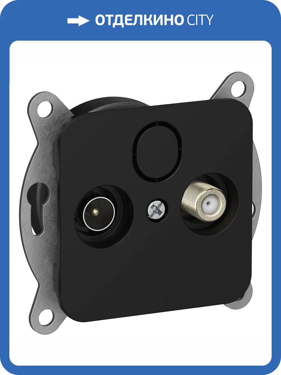 ТВ-розетка TV+SAT проходная IEK Flite FI-AF23-P-K02 черный фото 2