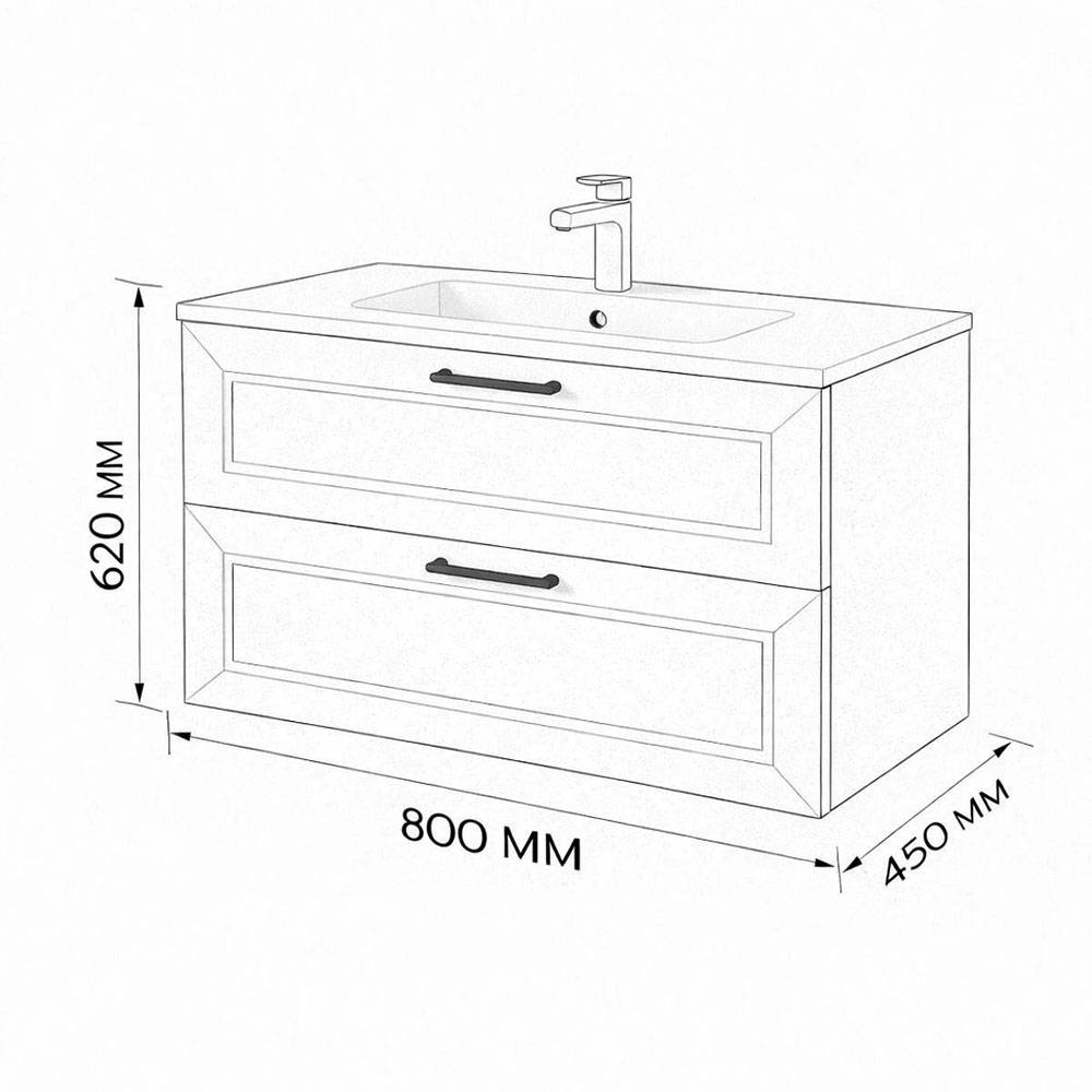Тумба с раковиной Terminus Victoria VIC10802900101O айвори, 80x62 фото 3