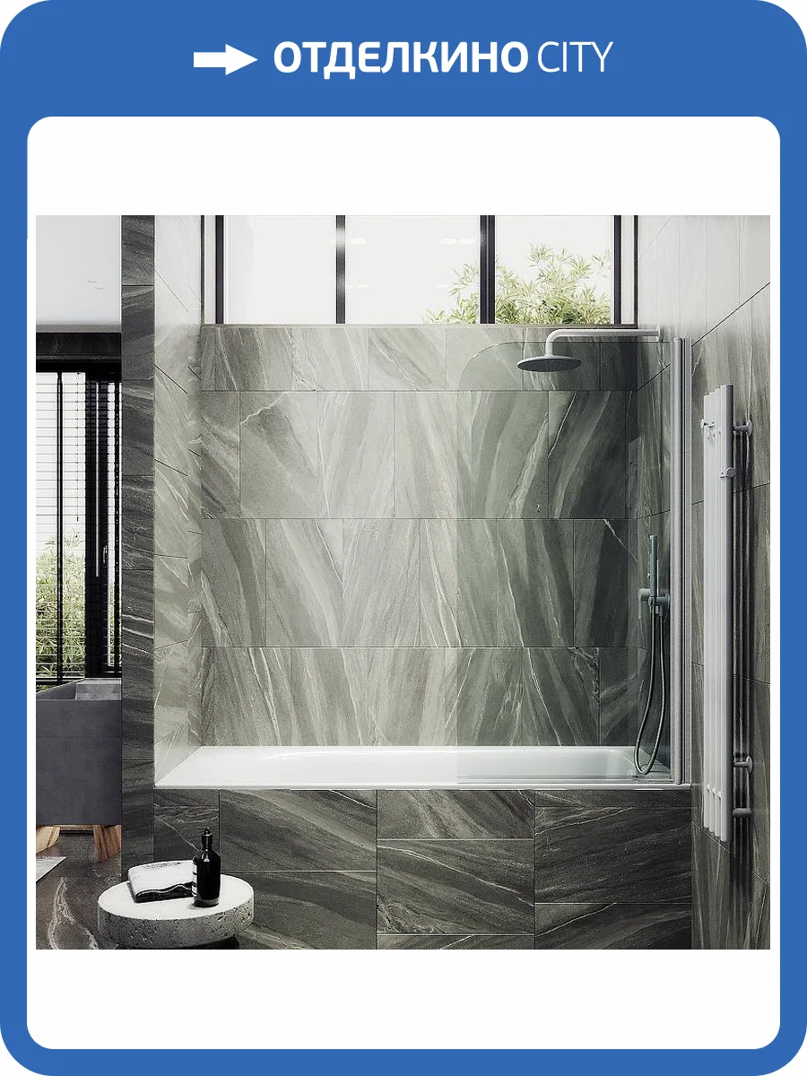 Шторка на ванну MaybahGlass MGV-599-1 поворотная, на монопетле, стекло прозрачное, профиль белый матовый, 1400x700 фото 4