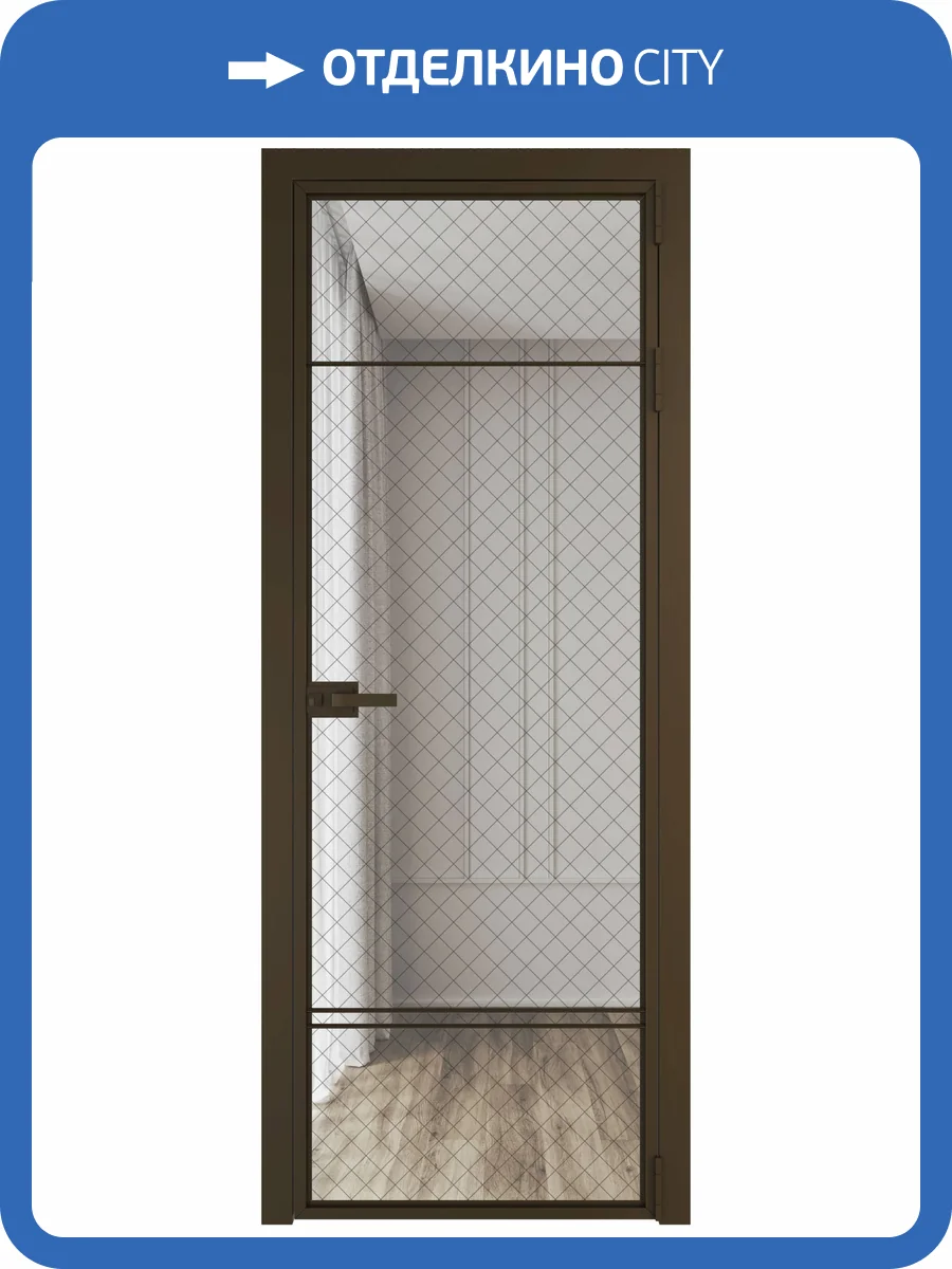 Межкомнатная дверь Profil Doors 4 AX цвет профиля Деорэ, стекло безопасное 6 мм ромб черный 700x2000 фото 2