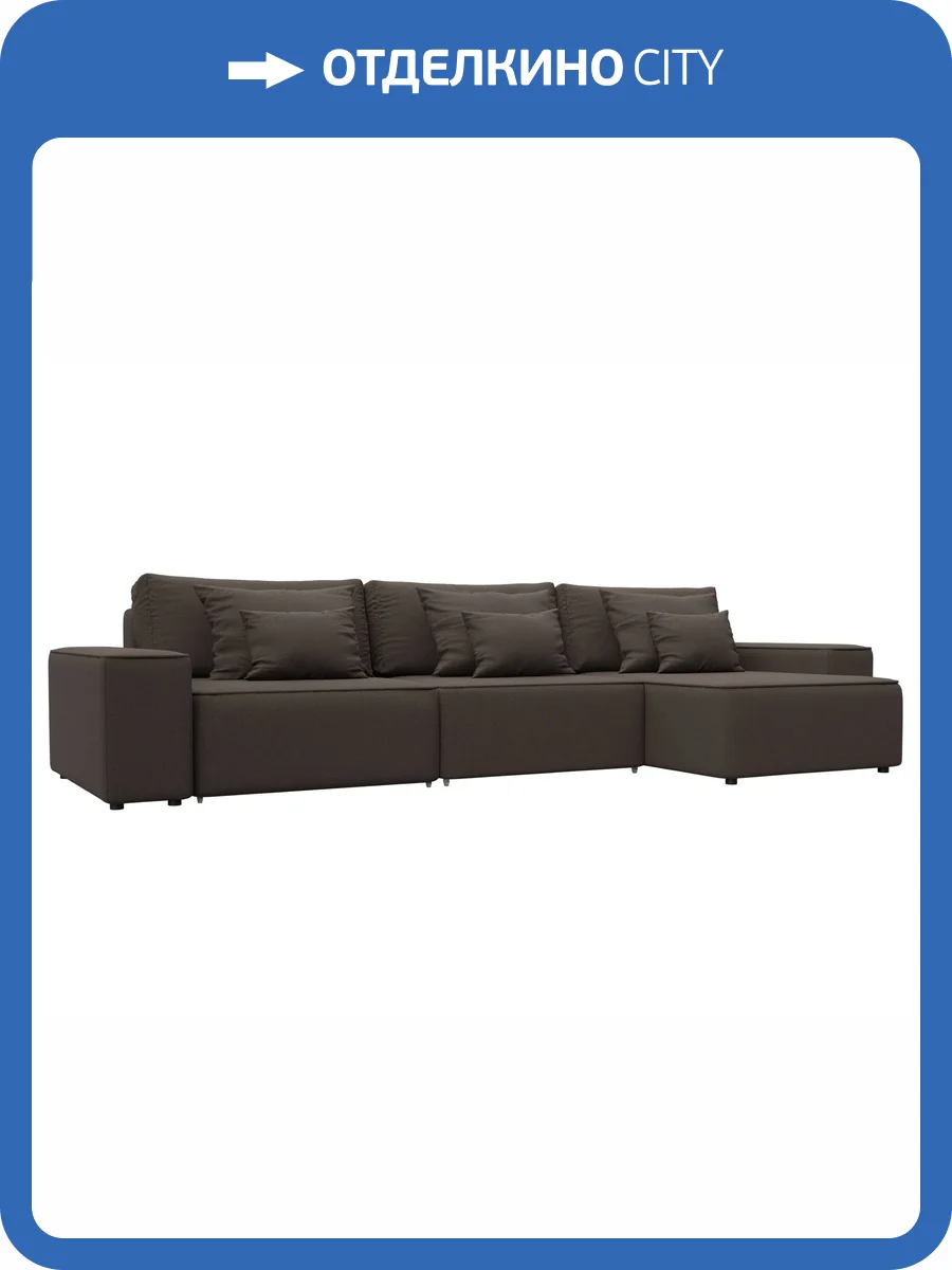 Диван угловой Лига Диванов Лига-074 129856 амур 05 коричневый, угол универсальный фото 10