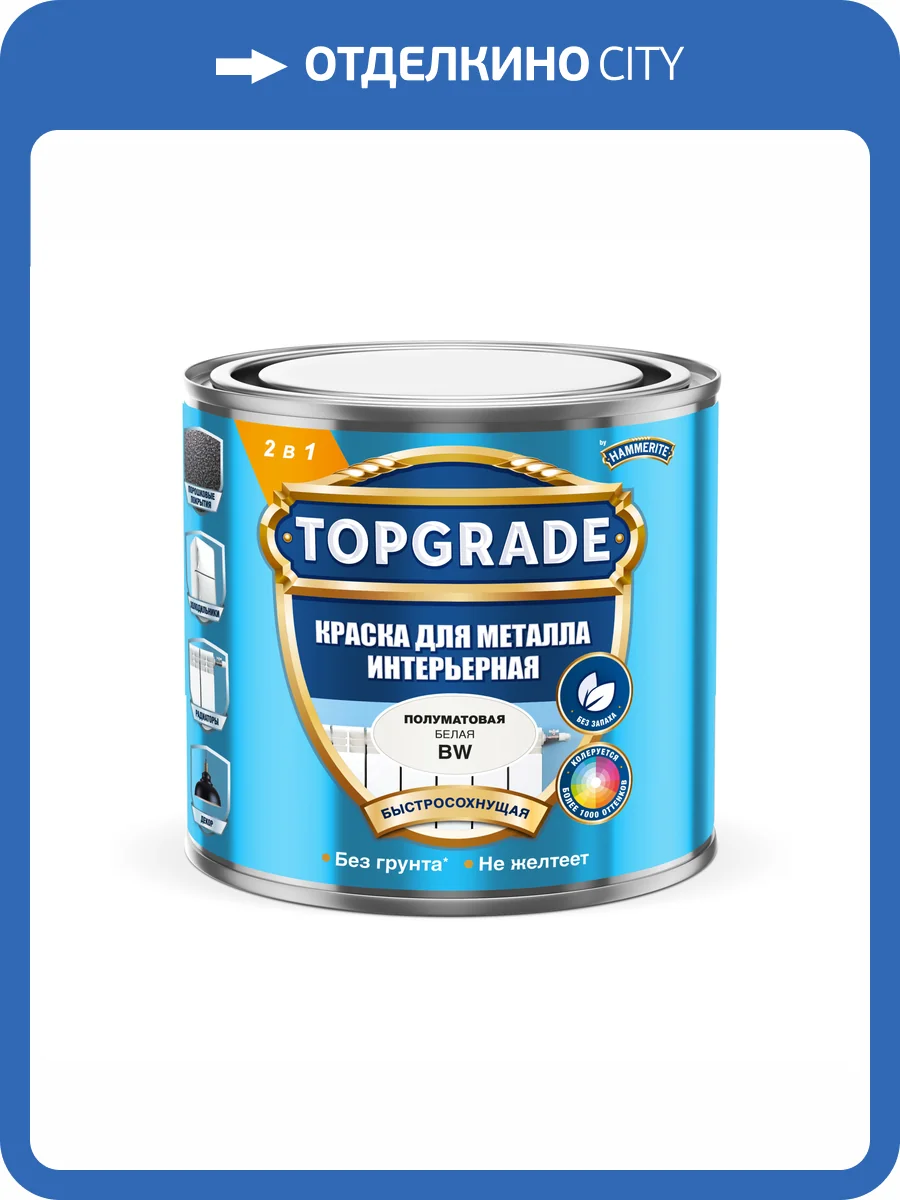 Краска для металла интерьерная Topgrade полуматовая база BW 0.5 л фото 2