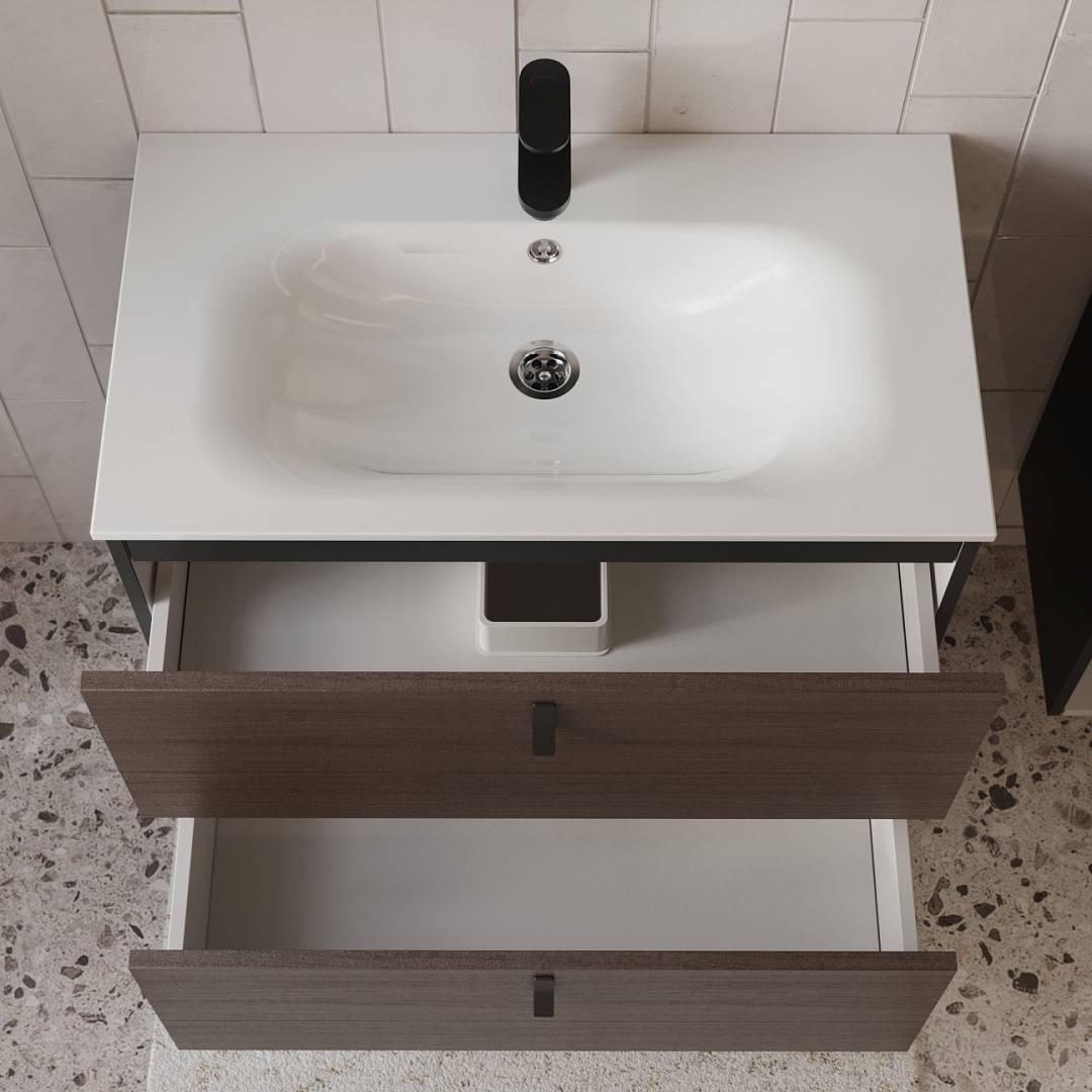 Тумба с раковиной Terminus Kontur KON10802200001O венге, графит, 80x62 фото 2