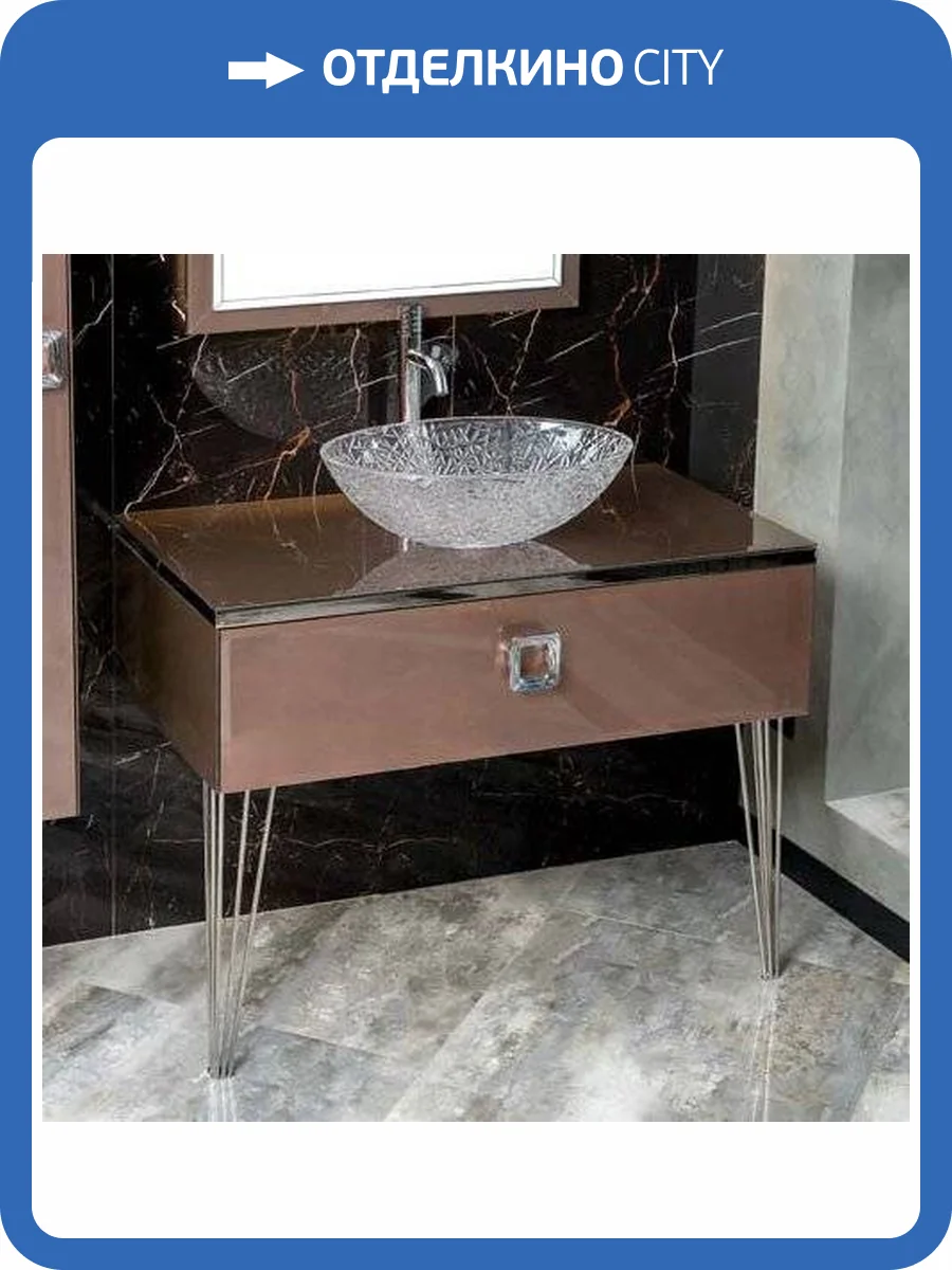 Тумба с раковиной Armadi Art Lucido 100 лиловая, раковина 813, ножки хром фото 7