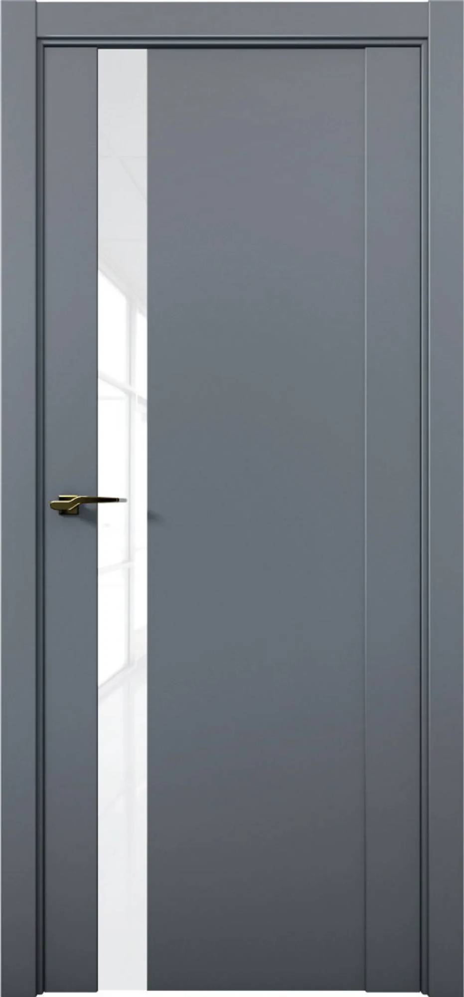 Межкомнатная дверь остекленная Brandoors Prime 07 Полотно Антрацит, Стекло Белый лакобель 2000х700