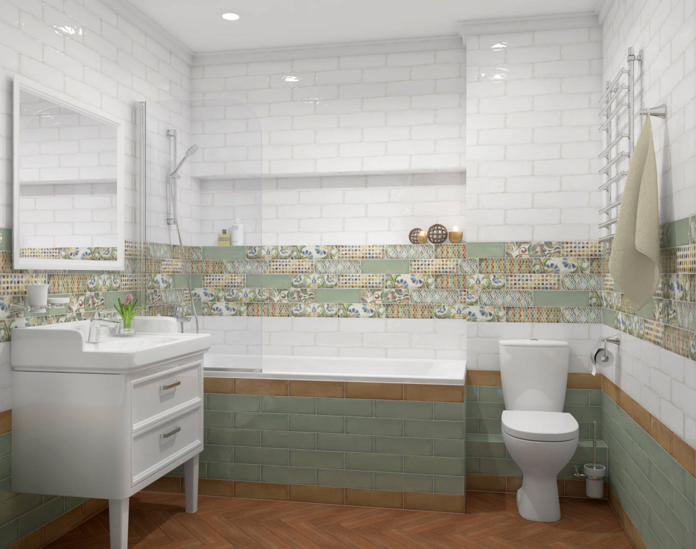 Kerama Marazzi Монпарнас зеленый;беж