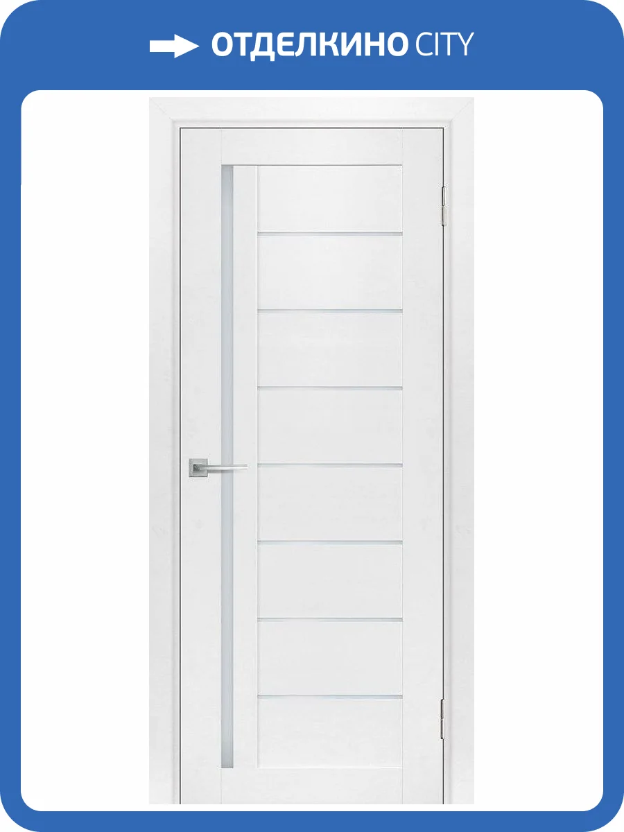 Межкомнатная дверь экошпон Мариам Техно 741, остекленная, белоснежный 600x1900 фото 2