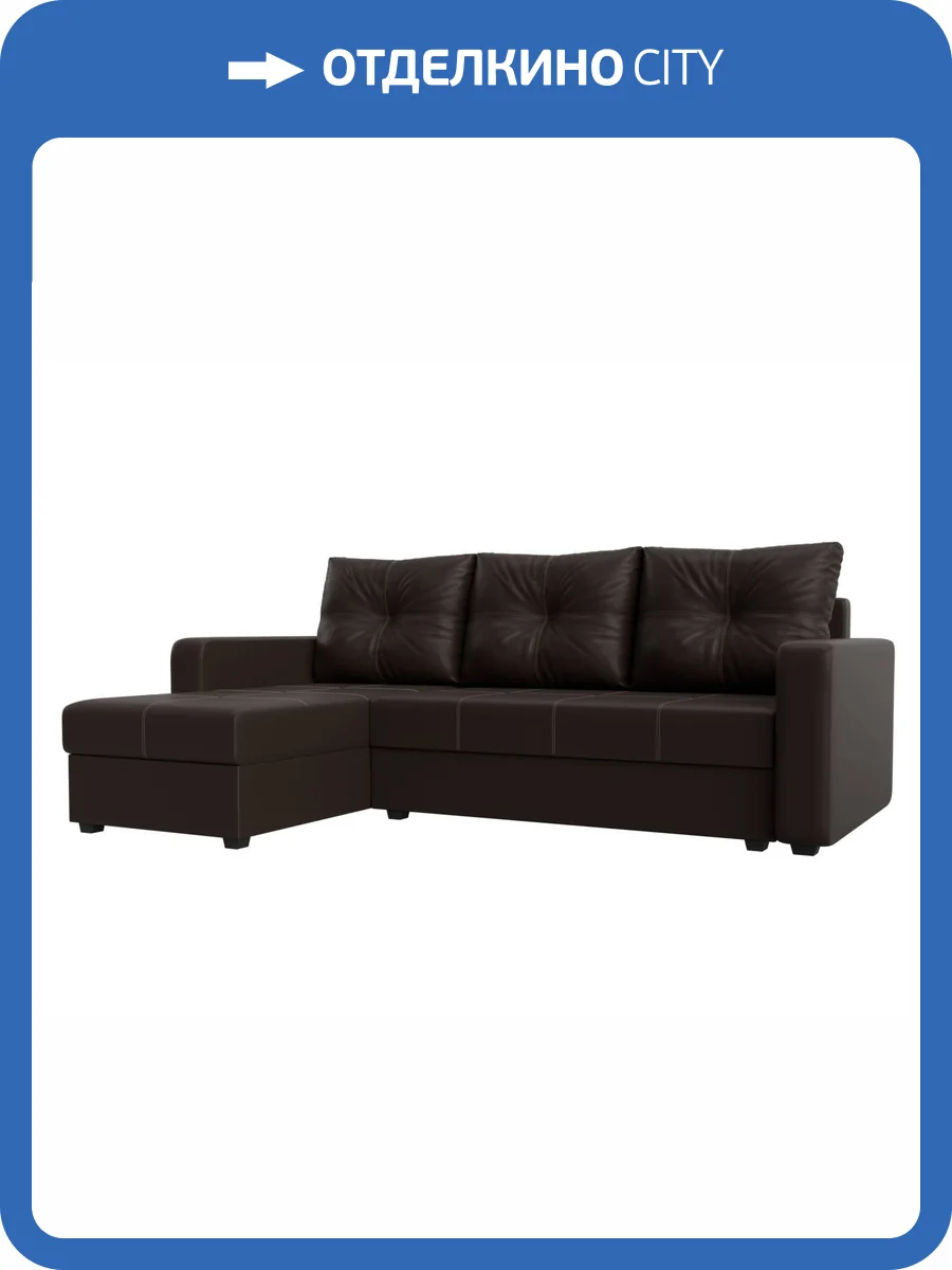 Диван угловой Лига Диванов Ливерпуль Лайт 117742L коричневый, левый угол фото 11