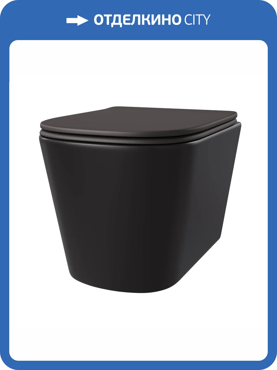 Унитаз подвесной Taliente Correto CR25200 Nero безободковый, с крышкой-сиденьем микролифт, черный матовый фото 6
