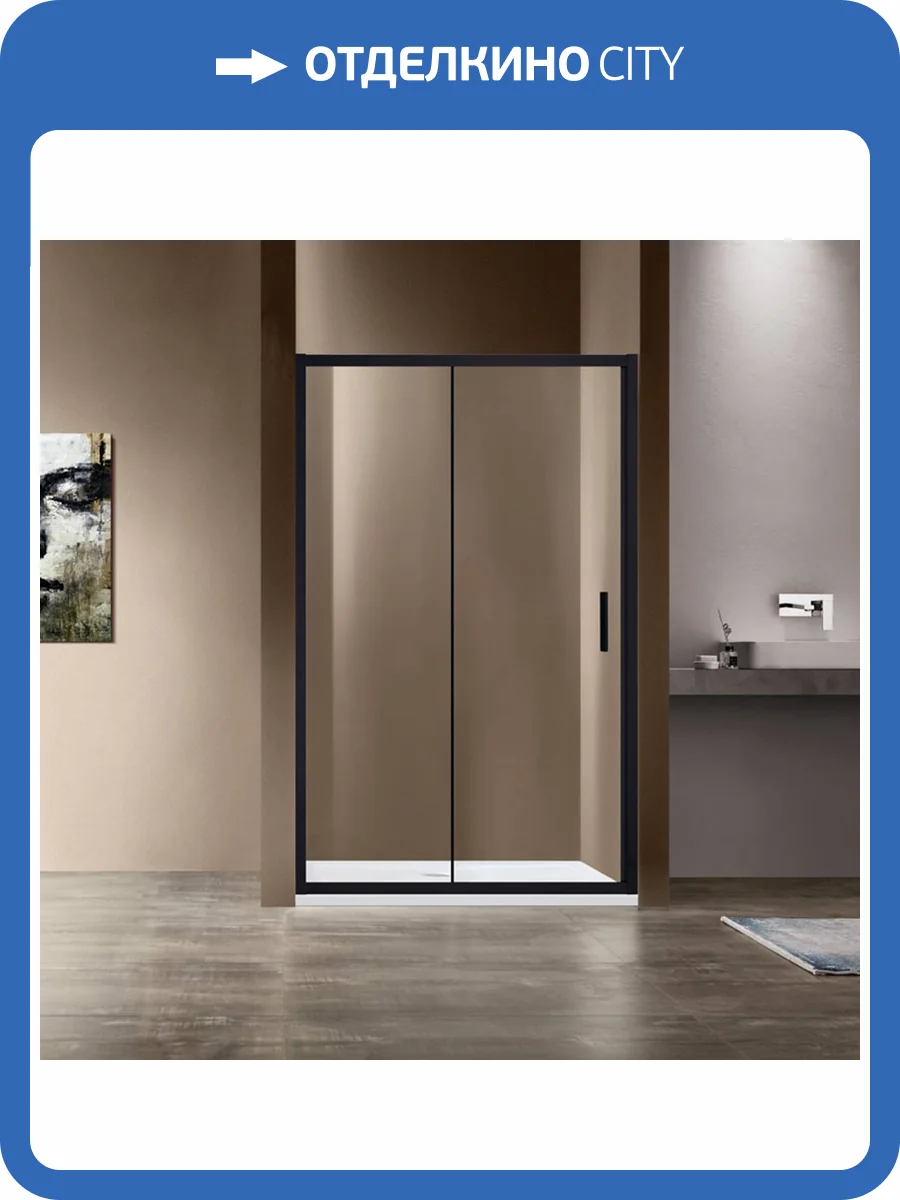 Душевая дверь в нишу Vincea Garda VDS-1G115CLB 1150x1900, профиль черный, стекло прозрачное фото 6