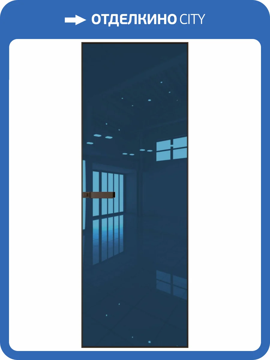Межкомнатная дверь Profil Doors 1 AGN цвет профиля Деорэ, стекло безопасное 4 мм зеркало синее 600x2000 фото 2