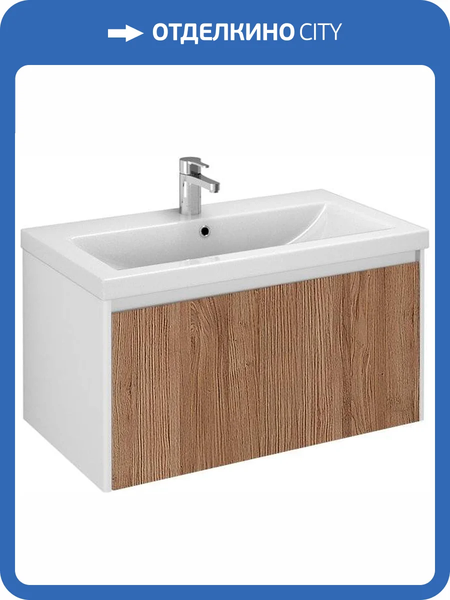 Тумба с раковиной Velvex Klaufs 80.1Y белая, шатанэ, подвесная фото 9