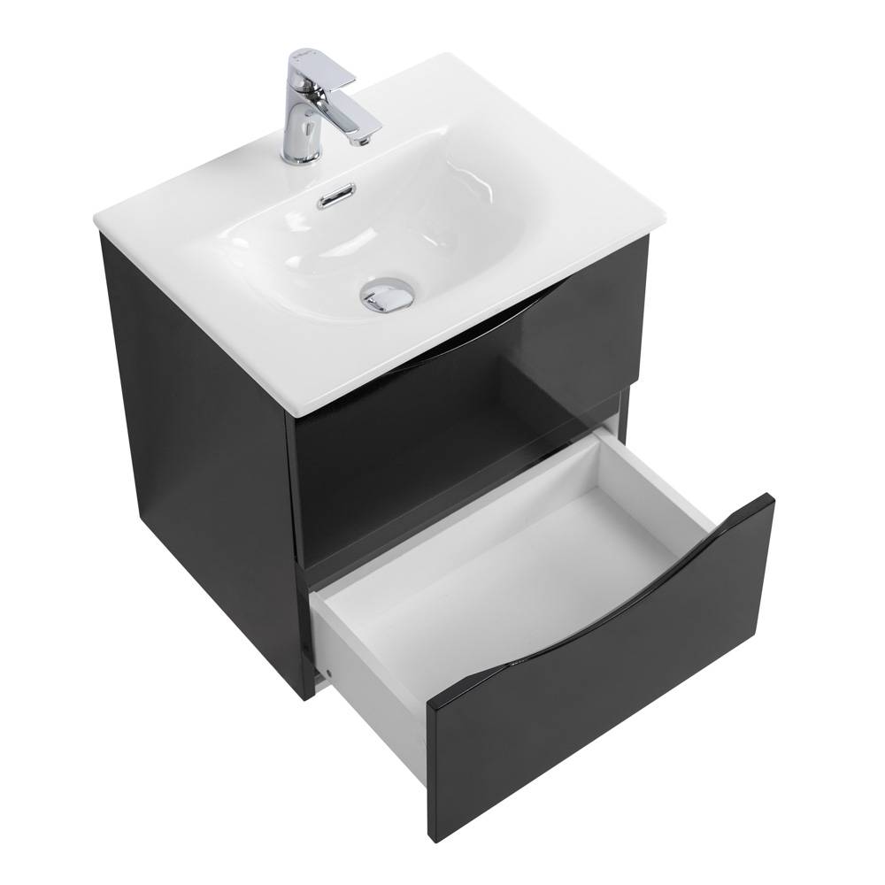 Тумба с раковиной BelBagno MARINO-CER-MINI 60 Nero Lucido фото 4