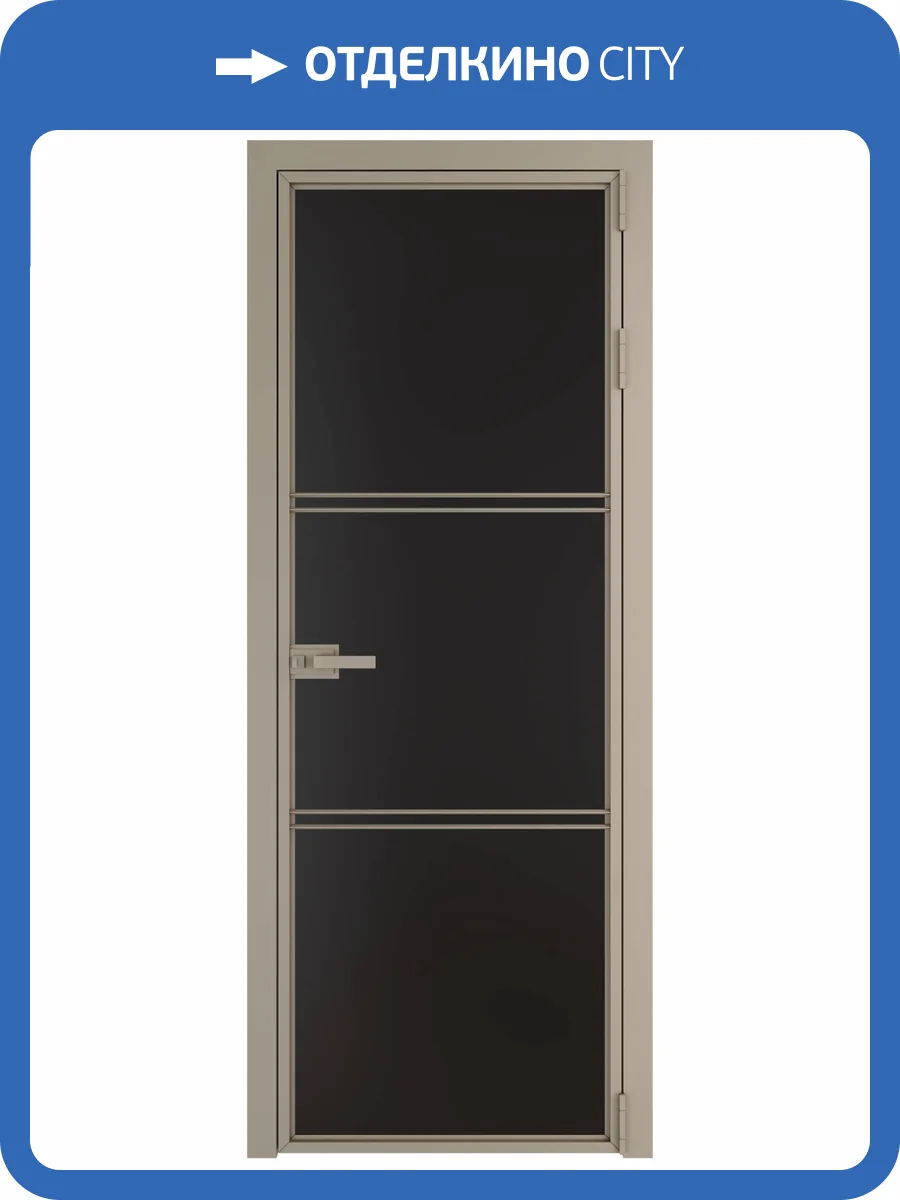 Межкомнатная дверь Profil Doors 3 AX цвет профиля Никель матовый, стекло безопасное 6 мм монохром черный 700x2000 фото 2